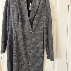Connected Apparel Charcoal Pinstripe Blazer